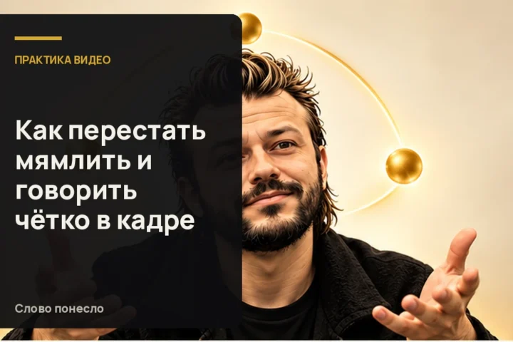 Сгенерированная иллюстрация к статье «Как перестать мямлить в кадре: наладить голос, мысль и темп»