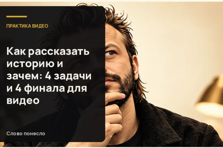Сгенерированная иллюстрация к статье «Зачем рассказывать истории в видео: четыре задачи и четыре финала»