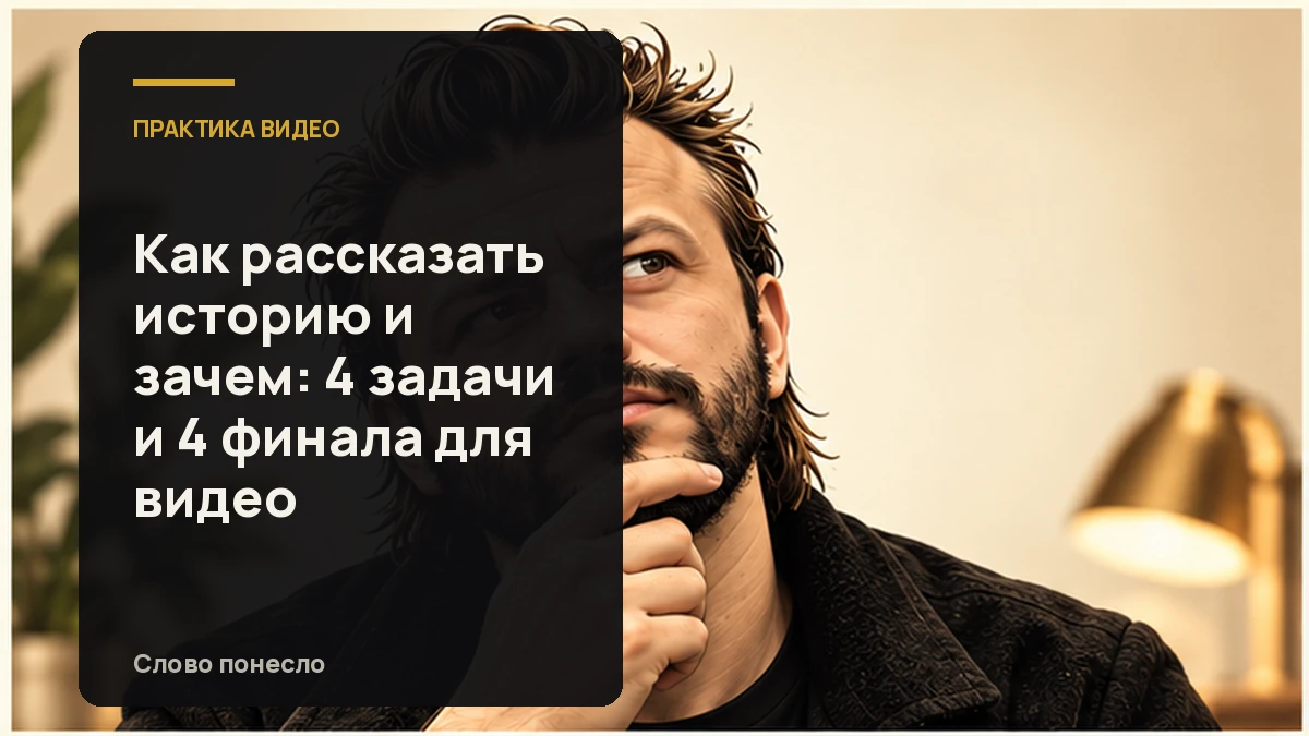 Сгенерированная иллюстрация к статье «Зачем рассказывать истории в видео: четыре задачи и четыре финала»