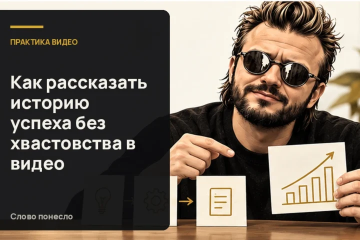 Сгенерированная иллюстрация к статье «Как рассказать историю успеха в видео и не выглядеть хвастливым»