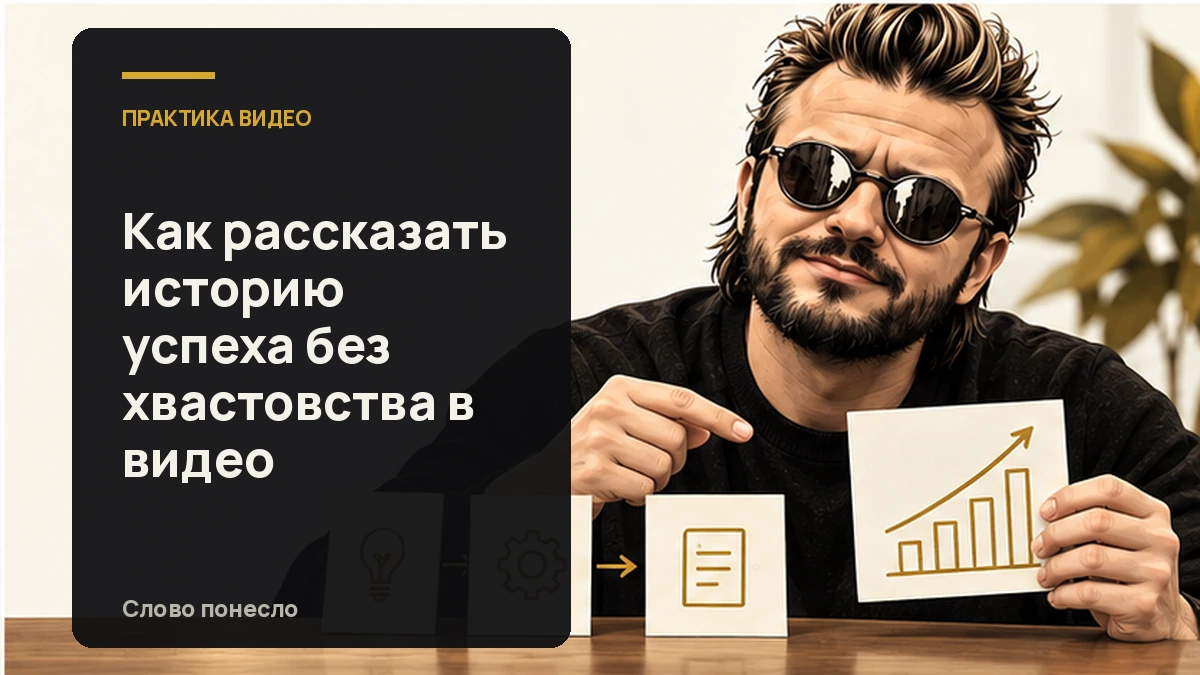 Сгенерированная иллюстрация к статье «Как рассказать историю успеха в видео и не выглядеть хвастливым»