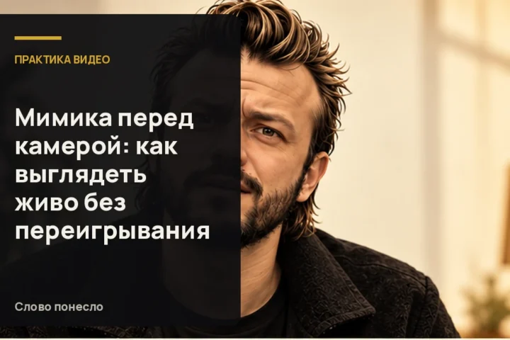 Сгенерированная иллюстрация к статье «Как сделать мимику перед камерой живой и не превратить речь в игру»