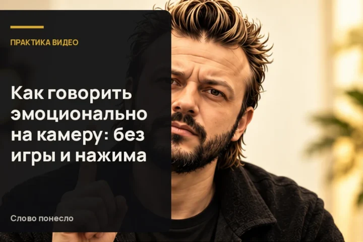 Сгенерированная иллюстрация к статье «Как говорить эмоционально на камеру и не превращать речь в игру»