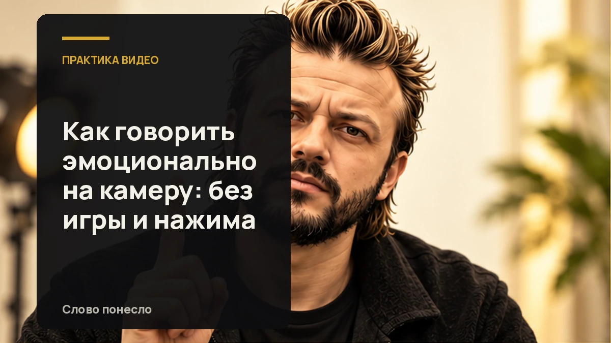 Сгенерированная иллюстрация к статье «Как говорить эмоционально на камеру и не превращать речь в игру»