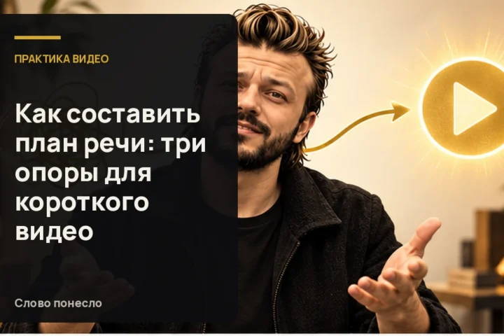 Сгенерированная иллюстрация к статье «План речи из трёх опор: как не потерять мысль перед камерой»