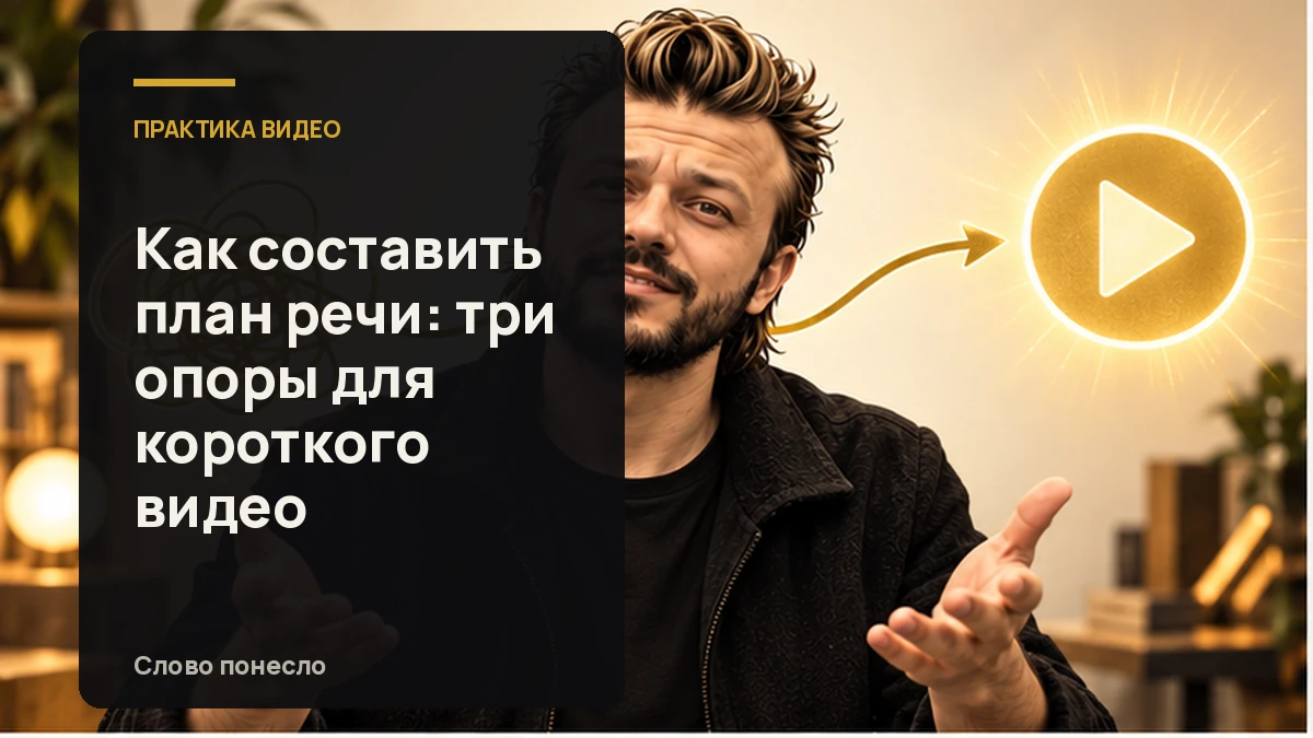 Сгенерированная иллюстрация к статье «План речи из трёх опор: как не потерять мысль перед камерой»