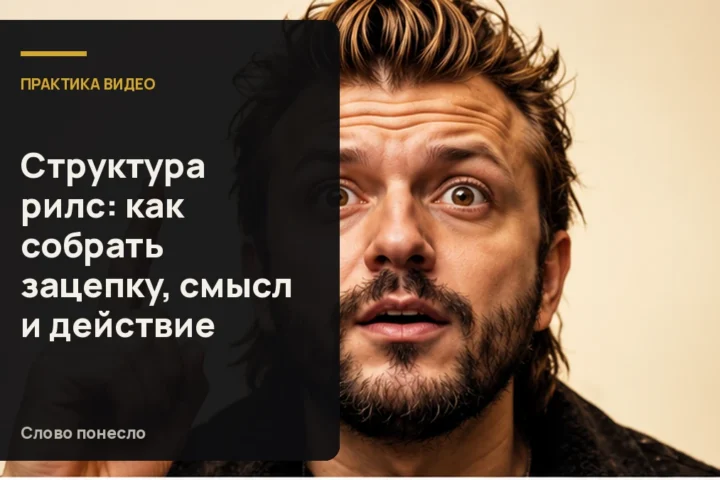 Сгенерированная иллюстрация к статье «Как построить разговорный Reels, чтобы зритель понял мысль и следующий шаг»